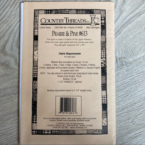 Quilt Pattern - Country Threads - Prairie & Pine - Cabin Throw or Wall Hanging - Picture 2 of 7